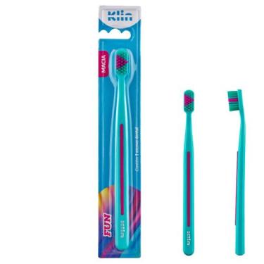 Imagem de Escova Dental Fun Cerdas Macias - Suave Com Dentes e Gengiva - Kim, Az