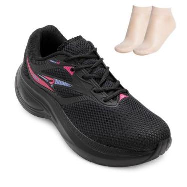 Imagem de Tênis Rainha PA Drive V e Meia RA26, Preto, Azul, 36