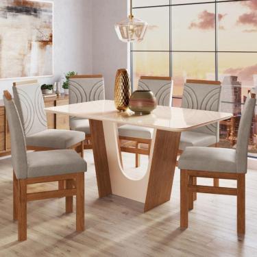 Imagem de Sala de Jantar Mesa 160cm e 6 Cadeiras Joli 136/12  Moveis Zamarchi