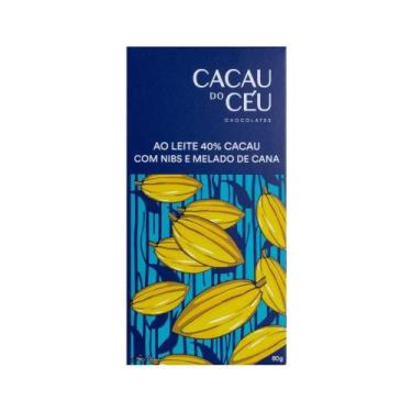 Imagem de Chocolate ao Leite 40% Cacau com Nibs e Melado de Cana Cacau do Céu 80