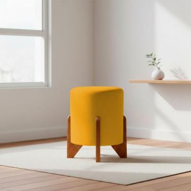 Imagem de Puff Decorativo Eloah Redondo Assento Extra para Sala Quarto Suede Puf