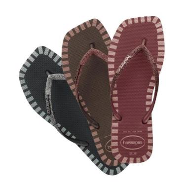 Imagem de Chinelo Havaianas Square Glitter Contour, Amaranto, 39/40