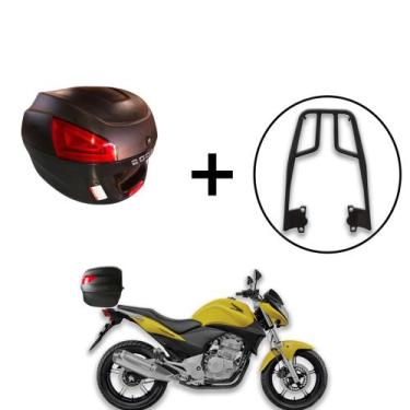 Imagem de Bauleto De 29 Litros Awa Proos + Bagageiro Cb300 Aço Maciço, Preto