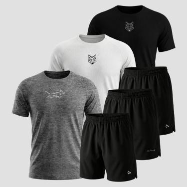 Imagem de Kit 6 Peças Dry 3 Camisetas e 3 Bermudas Alpha Co-Masculino