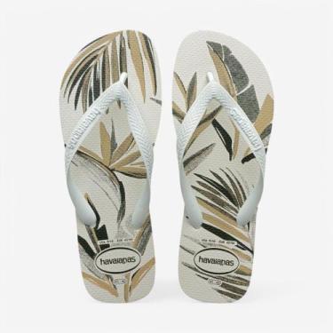 Imagem de Chinelo Havaianas Aloha, Branco, Verde oliva, 41/42