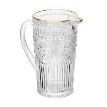 Imagem de Jarra de Suco e Água em Vidro Mandala Fio de Ouro 1L Wolff