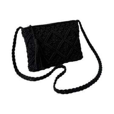 Imagem de Bolsa Transversal De Ombro Feminina De Verão Em Palha Com Franjas E De