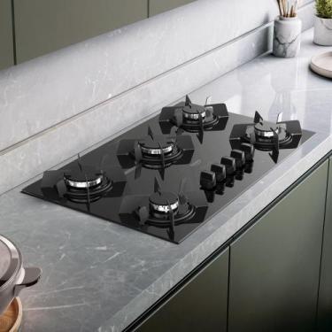 Imagem de Cooktop 5 Bocas Dako Pratiko Mesa Vidro a Gás Preto Bivolt, Preto, Biv