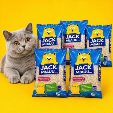 Imagem de Kit 5kg Areia Gato Biodegradável Mandioca Grãos Finos Torrão - Jack Mi