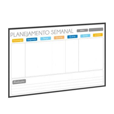 Imagem de Lousa Quadro Planner Semanal 90x60 Branco Com Moldura MDF - Stalo