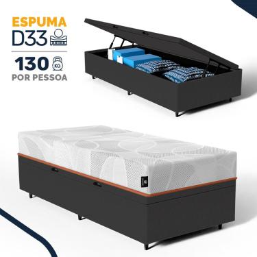 Imagem de Cama Box Baú com Colchão de Espuma D33 Enrolado Sonno Full - Umaflex Solteiro 88cm