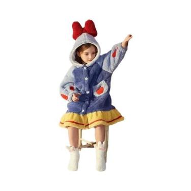 Imagem de Roupão De Lã Coral Com Capuz Para Meninas, Robe Infantil De Inverno Gr