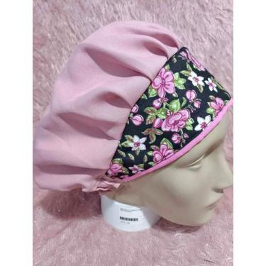 Imagem de Touca De Confeiteiro Algodão Tam P Rosa Bebê Com Florzinhas - Maemura,