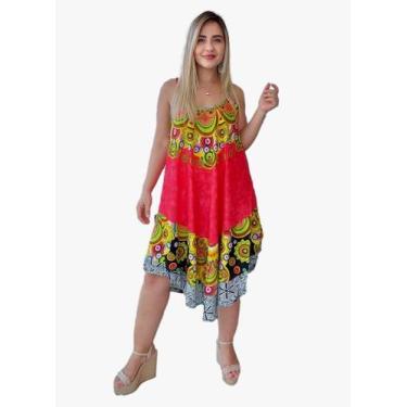 Imagem de Vestido Feminino Indiano Alça Trapézio Plus Size-cod.2020 - Aleci Fash