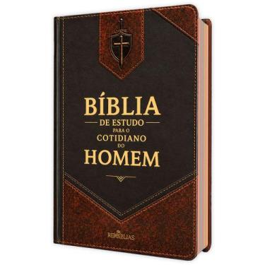 Imagem de Bíblia de Estudo para o Cotidiano do Homem Preta e Marrom NVAA João Fe