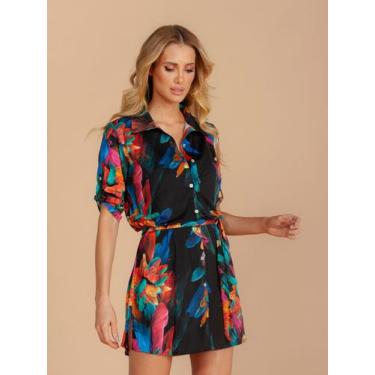 Imagem de Saída de Praia Chemise com cinto Lua Morena - 40451, Brinco preto, P