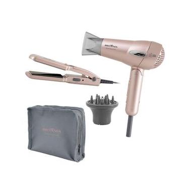 Imagem de Kit Secador e Prancha Britânia Travel Rose Gold com Tecnologia Iônica Bivolt