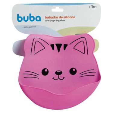 Imagem de Babador Silicone Pega Migalha Gato Rosa 09730 - Buba
