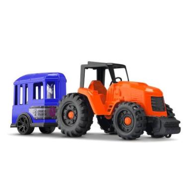 Imagem de Trator Farm de Brinquedo + Trailer Horse - Orange Toys, Laranja