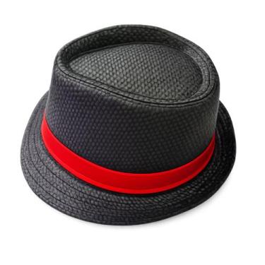 Imagem de Chapeu Malandrinho Panamá Fantasia Adulto ET006 Cor:Preto fita vermelh
