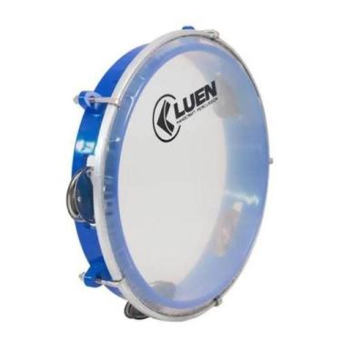 Imagem de Pandeiro 10 Azul Pele Cristal ABS Profissional Leve Som Brilhante Plat
