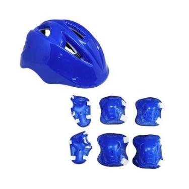 Imagem de Kit protecao infantil capacete+joelheira+cotoveleira azul - IMPORTADO
