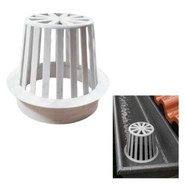 Imagem de Ralo Abacaxi Branco Calhas Telhado Anti Folhas para Tubo 3 polegadas -
