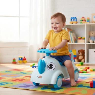 Imagem de Andador Infantil Rinoceronte Azul Motoca Passeio Carrinho Empurrador B
