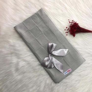 Imagem de Manta Para Bebê Tricô Tricot Quadriculada - Mimo da Cegonha, RN, Cinza