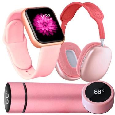 Imagem de Kit academia Fone Bluetooth + Garrafa térmica 500ml inox Led + Relógio