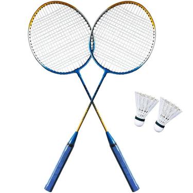 Imagem de Kit Badminton Lorben 2 Raquetes e Petecas Lazer Completo Azul com Bolsa de Transporte e 4 Unidades Bivolt