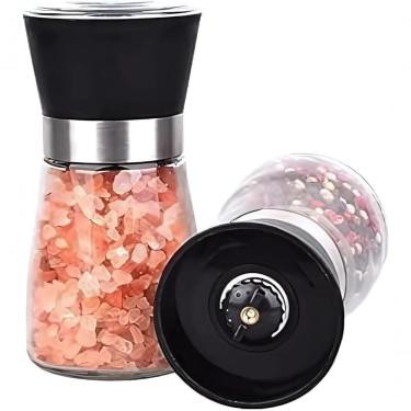 Imagem de Kit 2 Moedores Giratórios de Sal e Pimenta Premium com Mecanismo Cerâmico Ajustável Preto