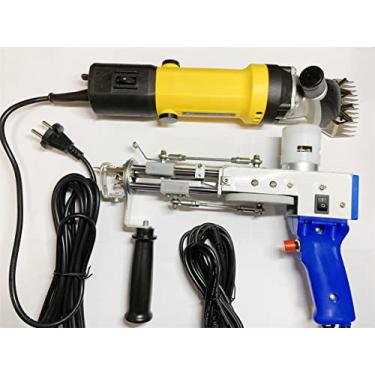 Imagem de Conjunto de tapetes elétricos tufando arma de tufo, conjunto de arma, corte pilha e laço + aparador de carpete tuft com 13 tesouras de velocidade ajustáveis de dentes retos