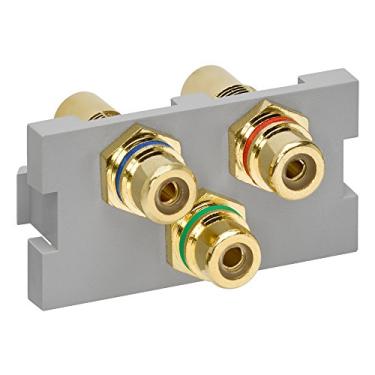 Imagem de Leviton Sistema de saída multimídia 41292-3DG Módulo RCA de 3 portas (vermelho, verde, azul) Feedthrough, cinza, 1