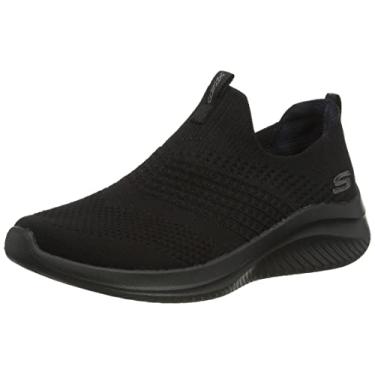 Imagem de Skechers Sport Women's Tênis Ultra Flex 3.0 com pingente clássico, Preto = churrasco, 5.5