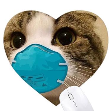 Imagem de Adorável gato vestindo cabeça expressão, coração, mousepad de borracha, tapete de jogo para escritório