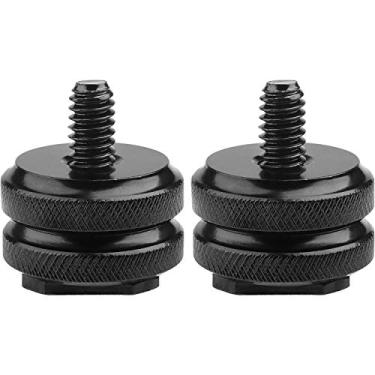 Imagem de Suporte de sapata para câmera de 6,35 mm (1/4") - 20 parafusos, suporte de sapata flash para equipamento de câmera DSLR (pacote com 2)