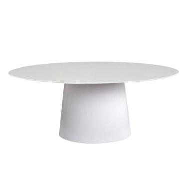Imagem de Mesa de Jantar Cone Oval 198x122 Laqueada Yescasa Branco
