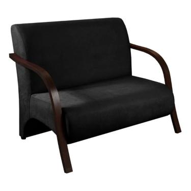 Imagem de Poltrona Namoradeira - 2 Lugares - Preto - Braço Em Madeira