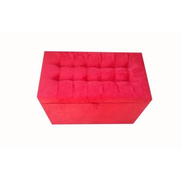 Imagem de Puff Baú Retangular Para Sala, Quarto C/ Pistão Á Gás - Vermelho