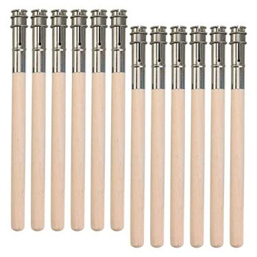 Imagem de Generic 12 Extensores de Lápis Alongador Cabo de Madeira para Pintura Desenho Escolar