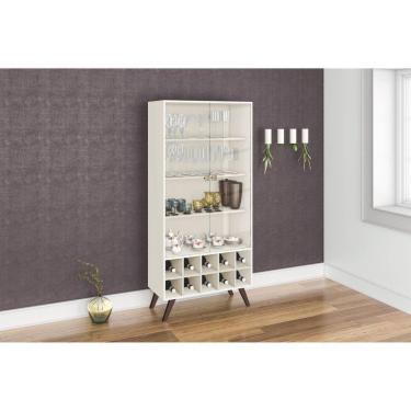 Imagem de Cristaleira 2 Portas com Garrafeiro 10 Garrafas Movelbento Off White