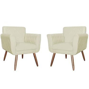 Imagem de Kit 02 Poltronas Decorativas Isabela em Tressê Pés Palito Suede Bege - DS Estofados