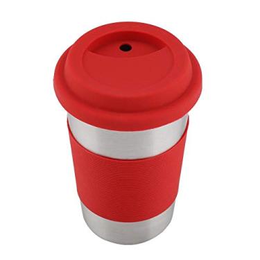 Imagem de Copo antiferrugem de aço inoxidável de 500 ml com pegada confortável, garrafa de água inquebrável de grande capacidade com tampas de silicone, mangas de isolamento térmico para adultos, crianças e crianças (vermelho)