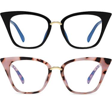 Imagem de MORESHINE Óculos femininos com bloqueio de luz azul cateye para computador, armação transparente, antitensão ocular, 97093-c3 Preto-c16 Rosa Tartaruga, Medieum
