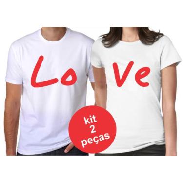 Imagem de Camiseta Casal 2 Peças Lo Ve Namorado Casados Love Camisa Blusas - Mar