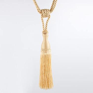 Imagem de Suportes de clipes de cortina Clipes de fivela de amarração Tiras de cortina de seda artificial Borlas Acessórios de cortina Decoração de casa, bege, 2 peças