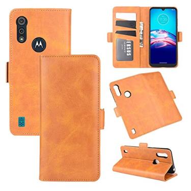 Imagem de HONGYAN Capa de telefone Para Motorola Moto E6s dupla-face fivela magnética horizontal flip estojo de couro com suporte e slots de cartão e carteira Capa protetora