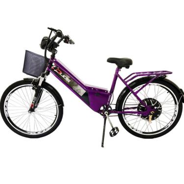 Imagem de Bicicleta Elétrica com Bateria de Lítio 48V 13Ah Confort Violeta com Cestinha