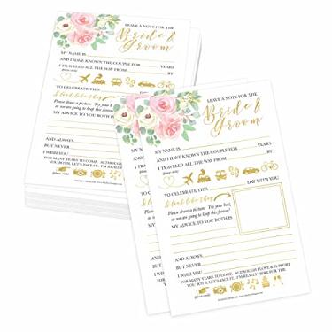Imagem de 25 cartões florais de conselho de casamento – Jogos de chá de panela, alternativa de livro de convidada de casamento, caixas de cartão para recepção, jogos de casamento para convidados, conselhos de recepção para decoração de mesa de casamento da noiva